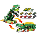 Dino rail-containertruck met ejectiesysteem en 2 die-cast auto’s