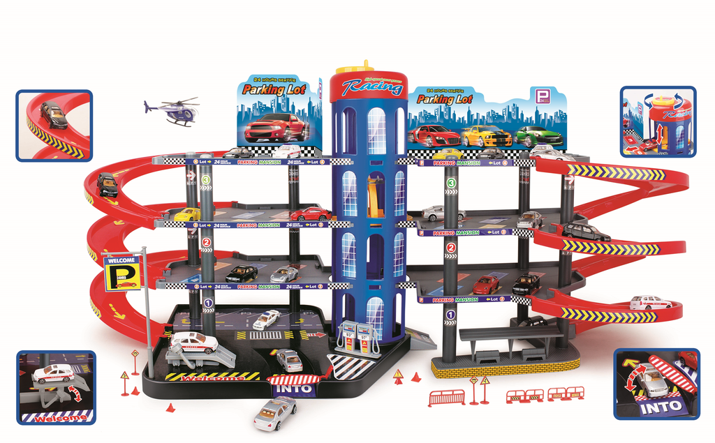 Parkeergarage 4 niveaus + 6 auto's 