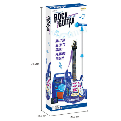 Guitar with amplifier and microphone