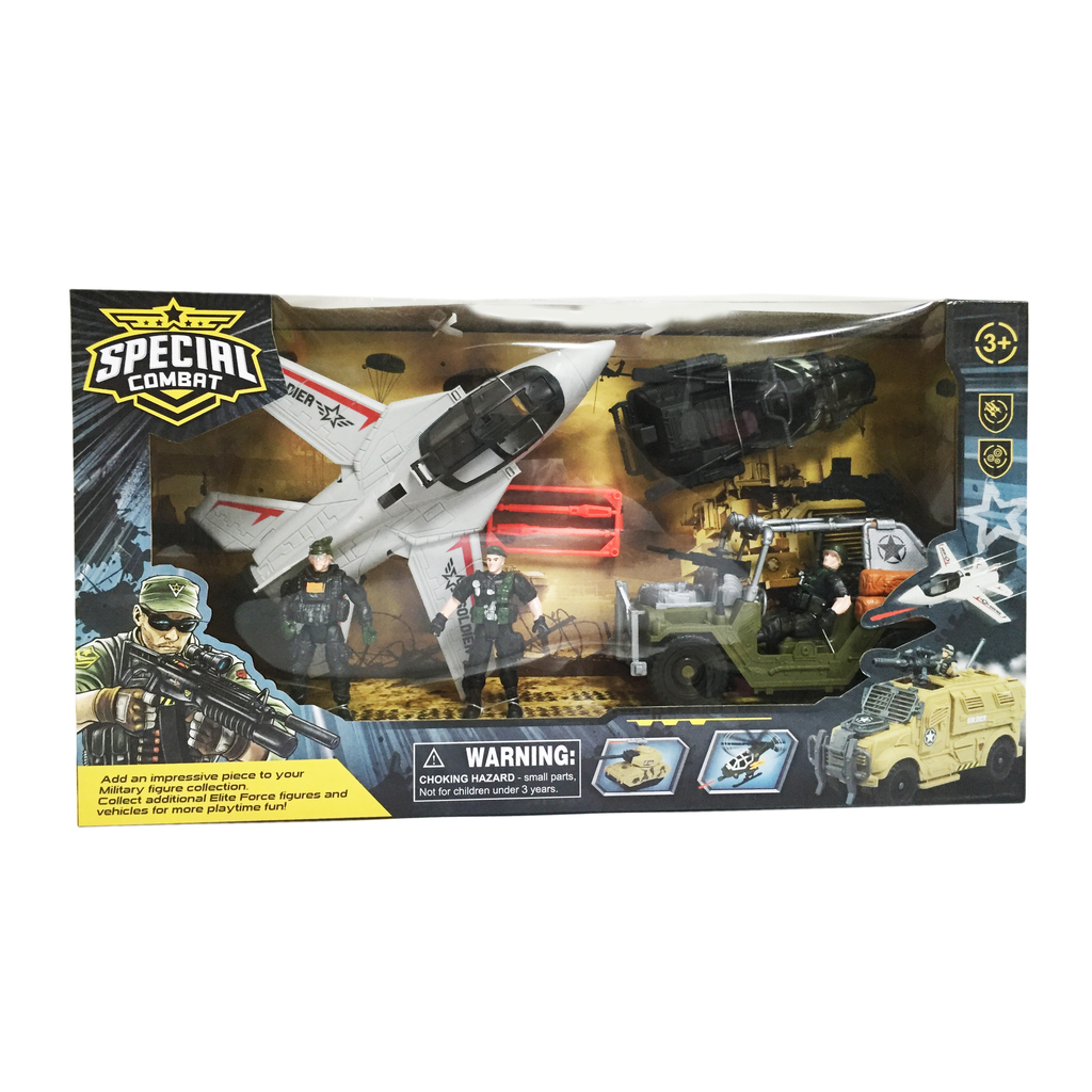 Special military forces set with plane and  jeep