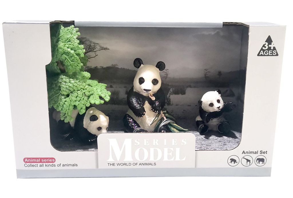 WILD ANIMALS panda family with baby 3 pieces