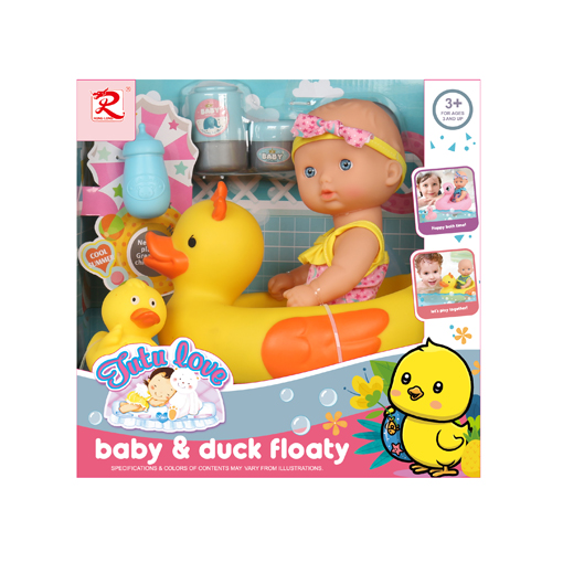 Baby 25.5 cm with its floating duck + accessories