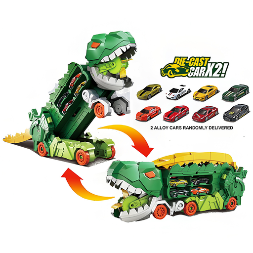 [MH-179] Dino-Container-LKW mit Auswurf-Schiene und 2 Die-Cast-Autos