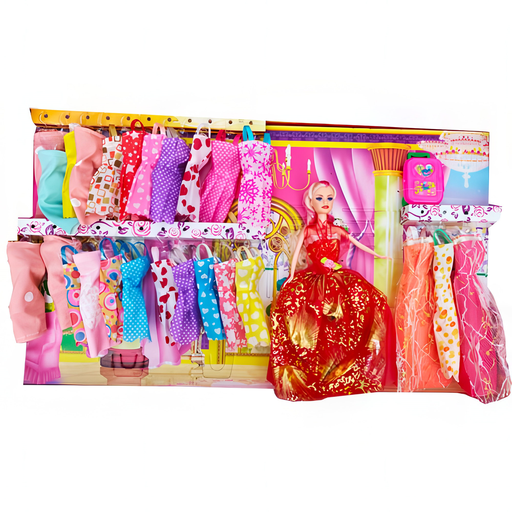[MD10B3] POUPÉE 29CM AVEC ENSEMBLE DE 10 ROBES 