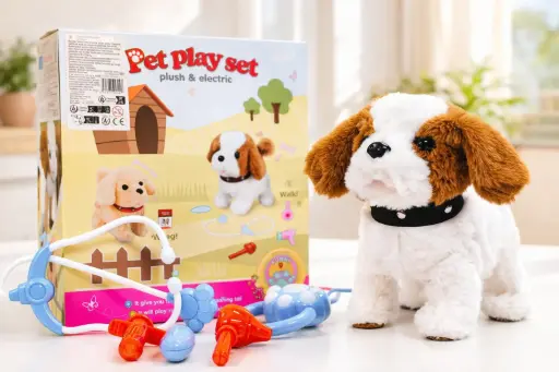 [T830-1] Hond die loopt en blaft aan de leiband