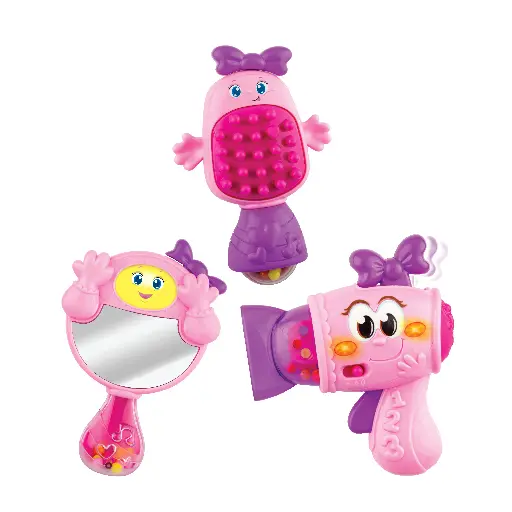 [003033-NL] WINFUN Fashion Tot Beauty Gift Set avec son et lumière contenant miroir, sèche-cheveux et brosse à cheveux