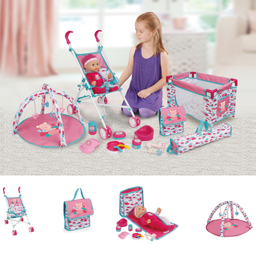 [89866] 15-in-1 doll set with doll, stroller and accessories