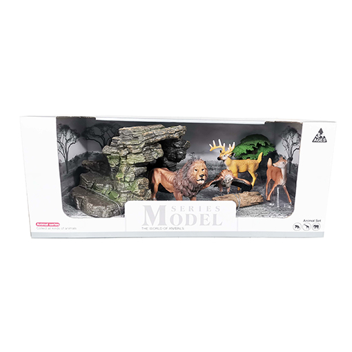 [Q9899-Y75] Animaux sauvages 4 animaux + grotte