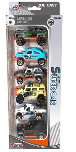 [XZ633-1A] Playset 6Pcs voitures en métal décorées