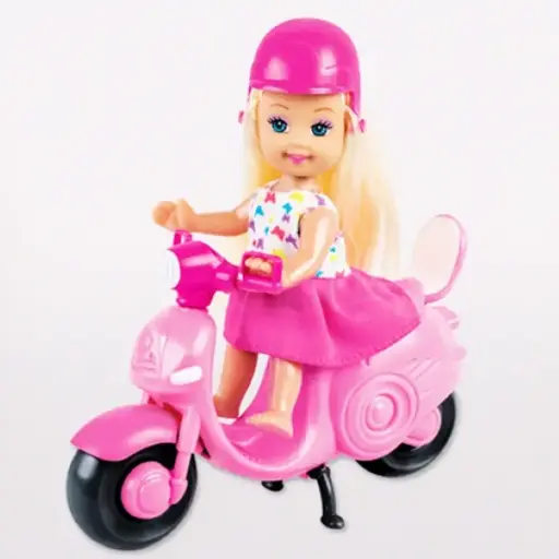 [K899-23] Süße Mädchenpuppe 9 cm mit Roller