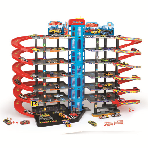 [92822] Garage parking 7 niveaux + 10 véhicules en métal