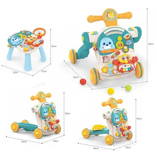 [HE0826] HUANGER TROTTEUR MULTIFONCTION 4 EN 1, TABLE DE JEU